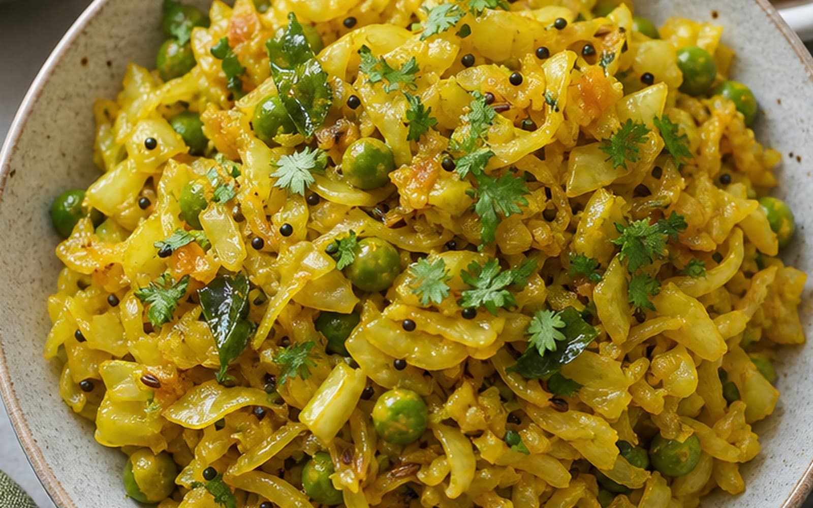 Jain-Style Cabbage and Peas Subzi